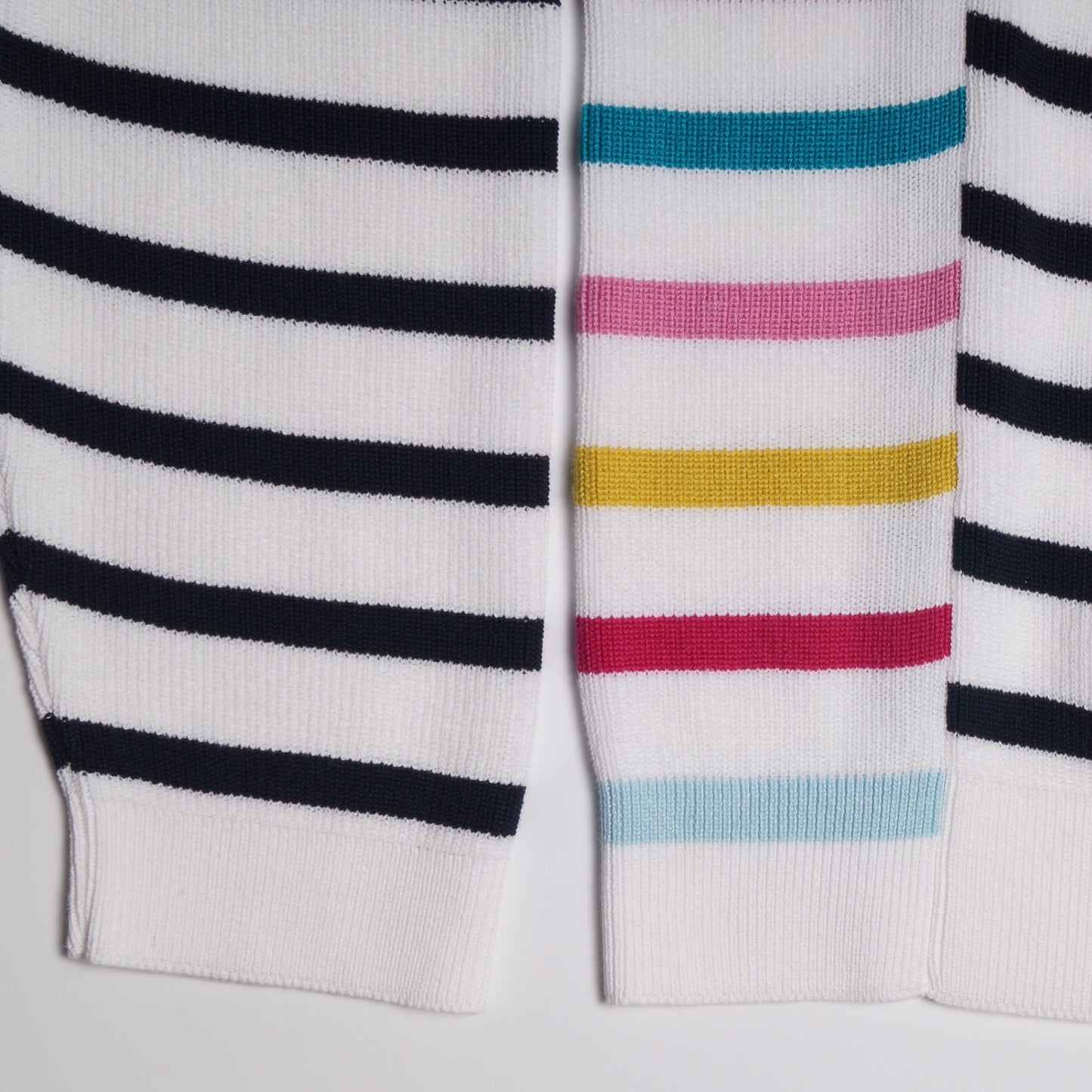 - Striped Knitted Sweater - White