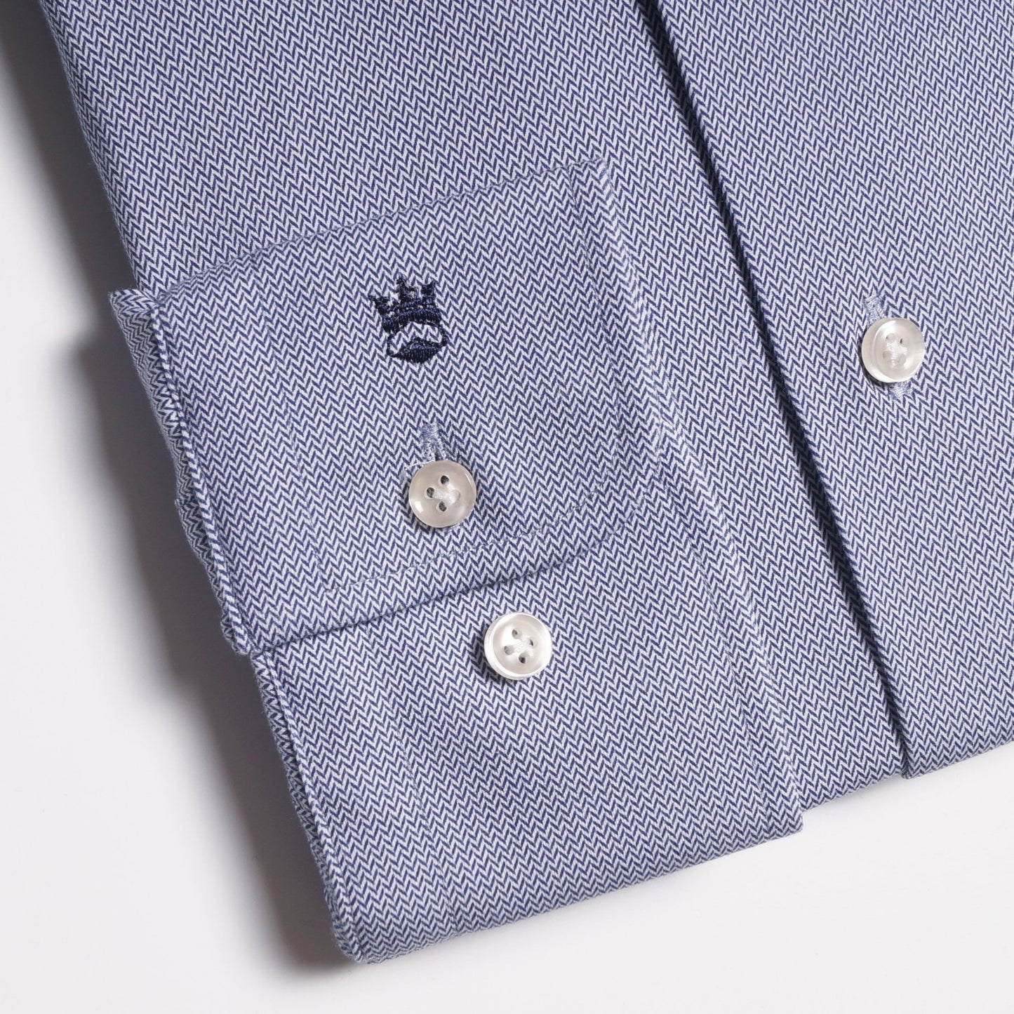 - Chevron Print Knitted Shirt - Blue