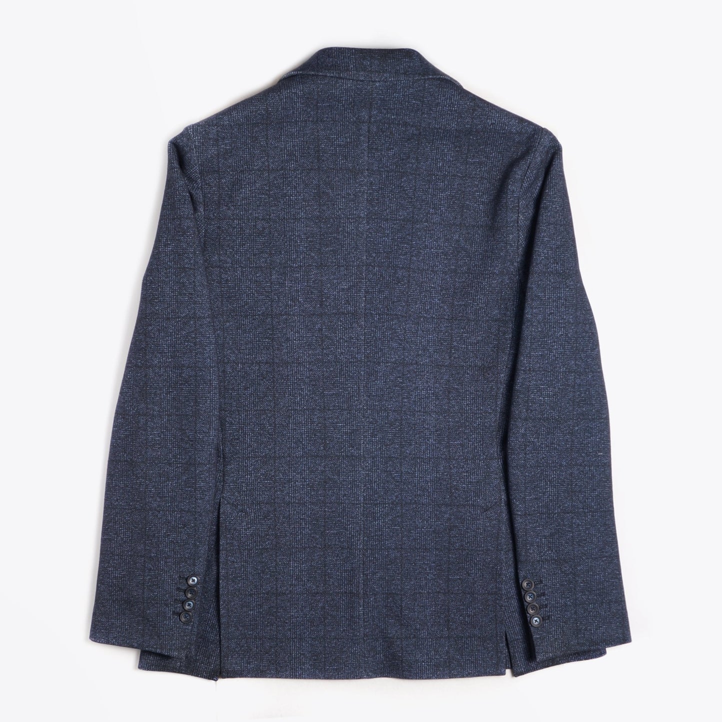 - Checked Print Fleece Blazer - Blue