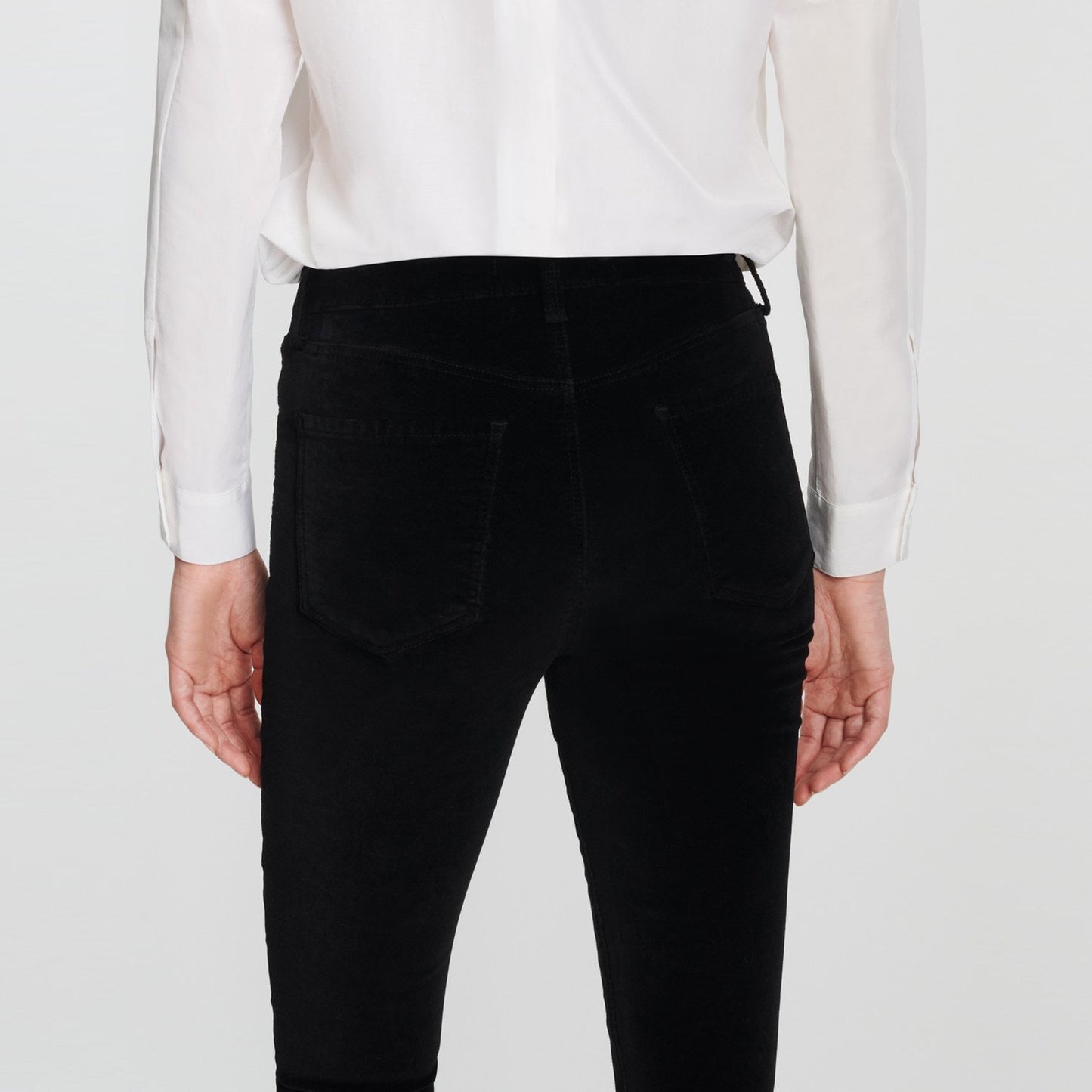 Maria High Rise Skinny Velvet Jeans - Black