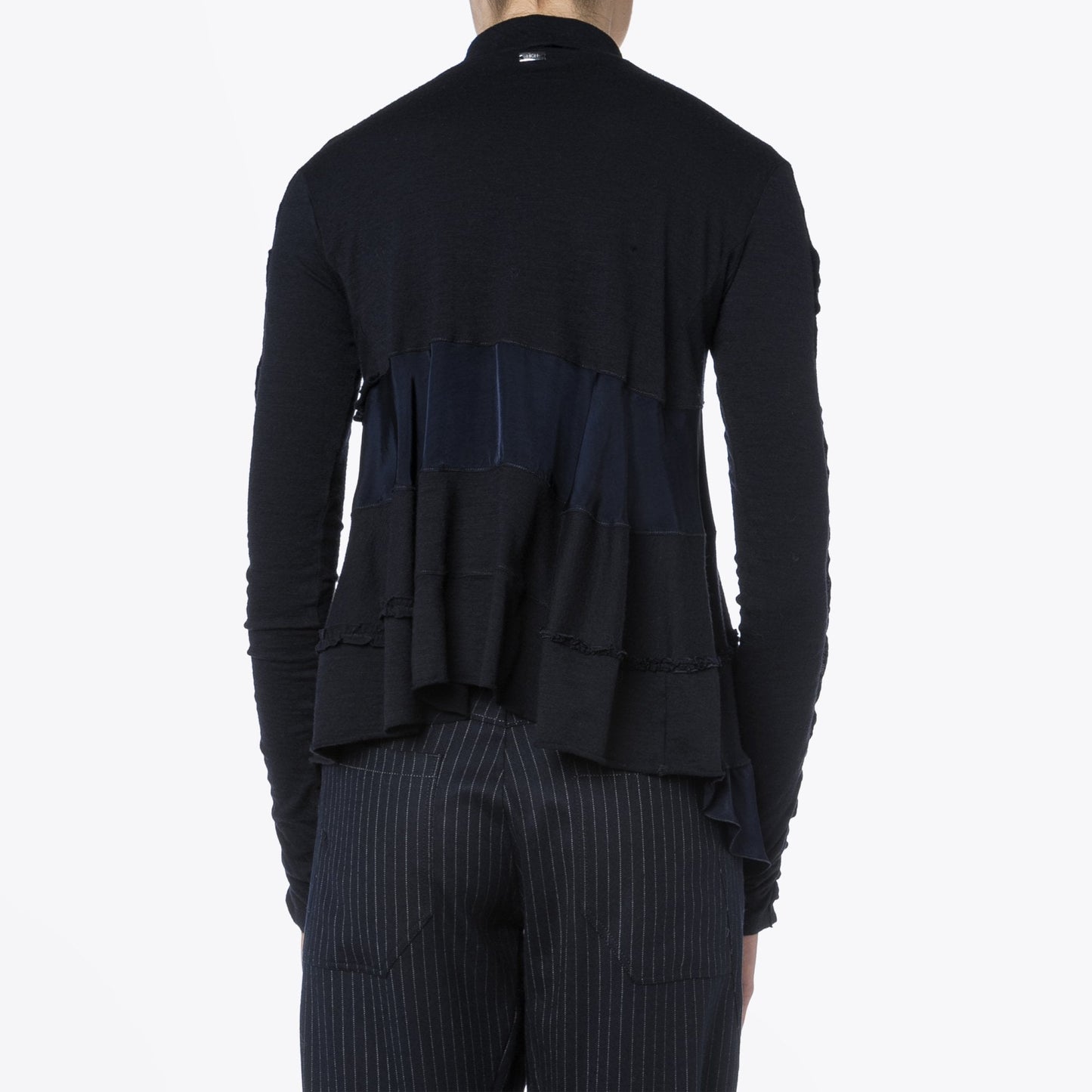 In Harmony - Wool Top With Spiral Seam - Navy