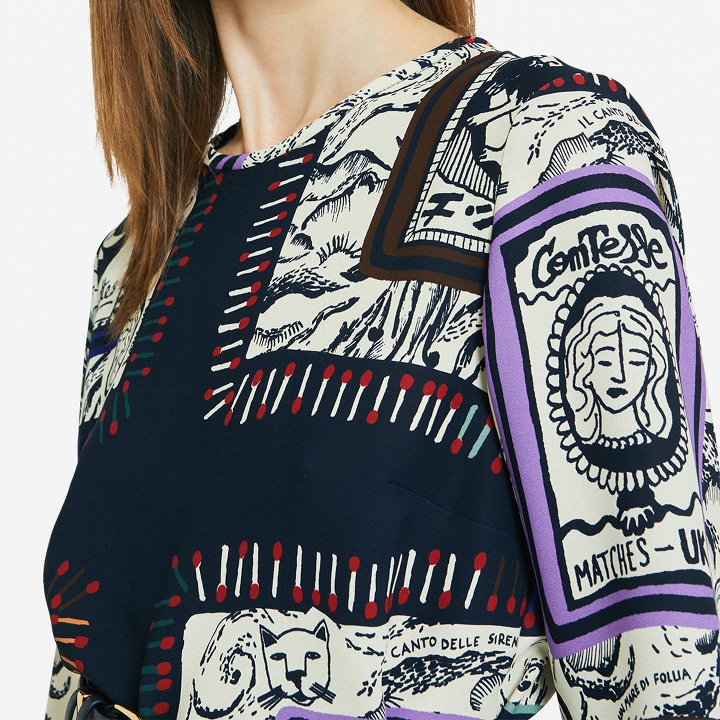 - Printed Mini Dress - Beige/Multi