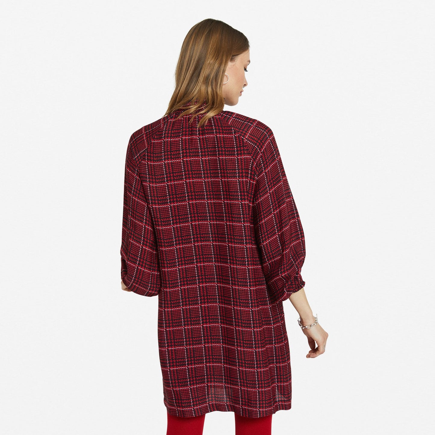 - Tartan Turtleneck Dress - Red