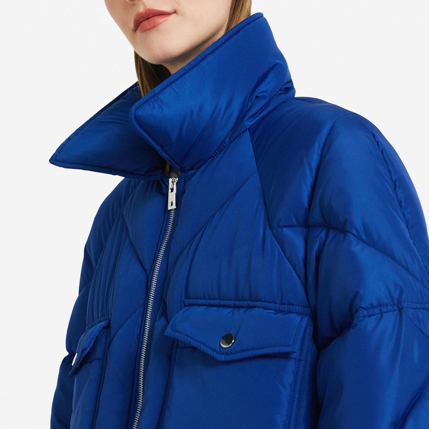- Quilted Duvet Coat - Blue