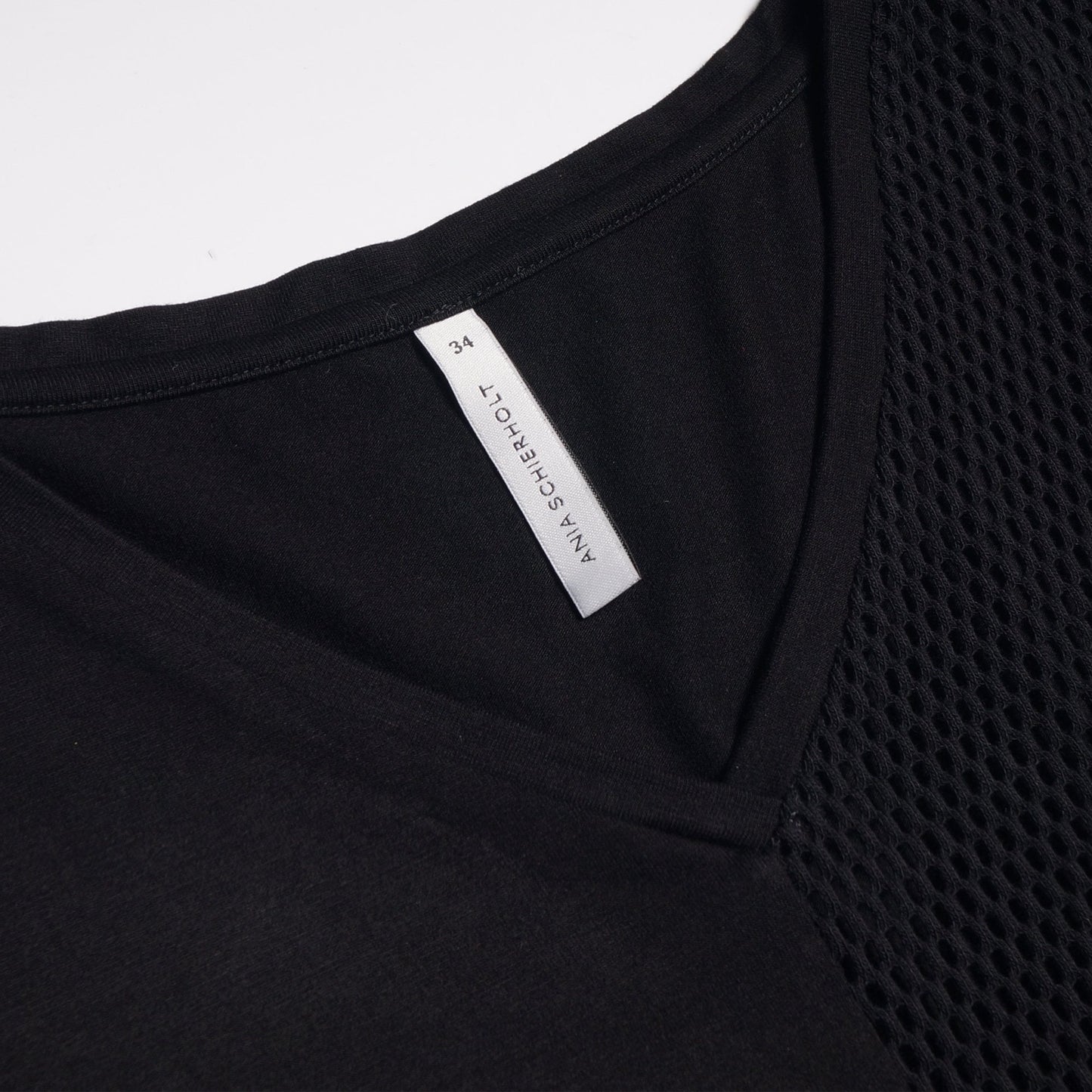 - Mesh Detail Long Sleeve Top - Black