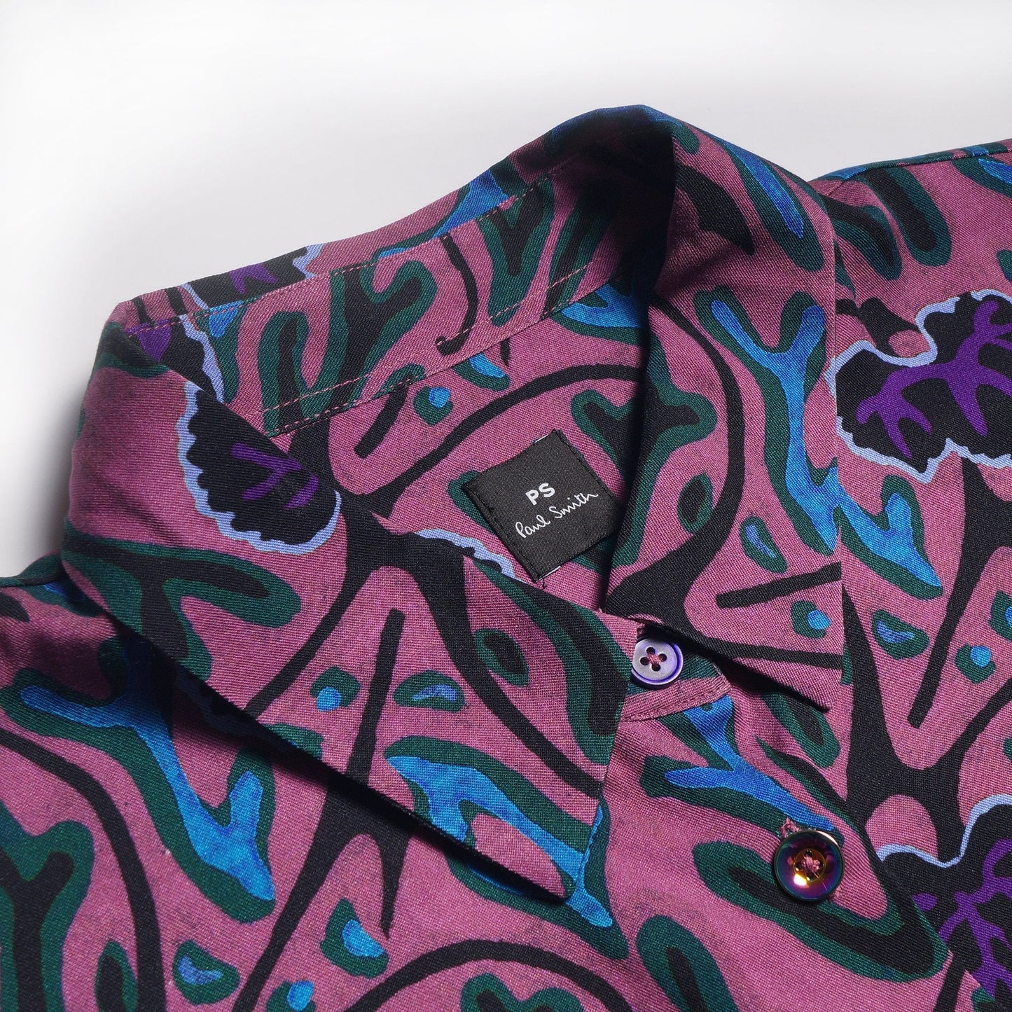 - 'Shadow Leaves' Print Shirt - Purple/Multi