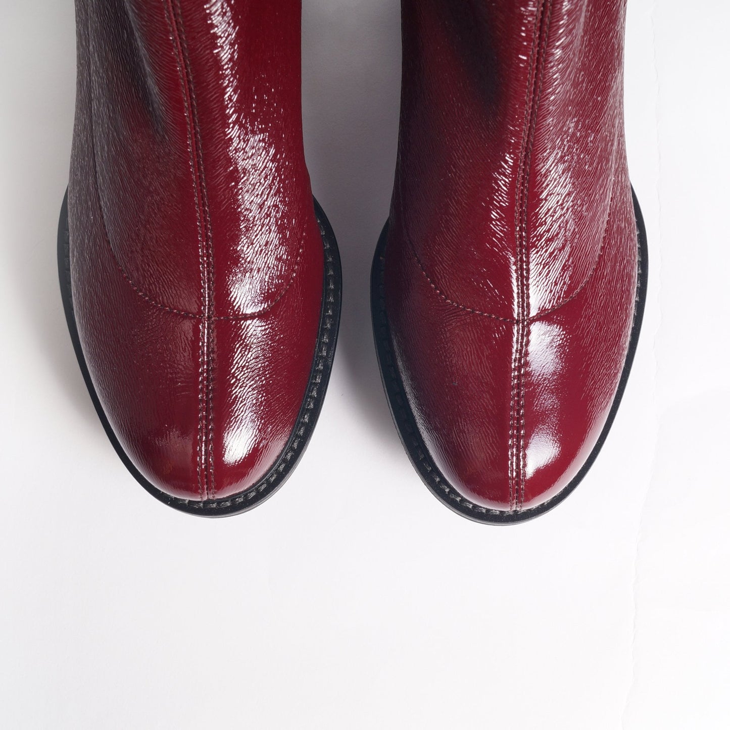 - Patent Leather Wedge Ankle Boot - Red