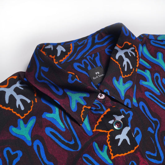 - 'Shadow Leaves' Print Shirt - Blue/Multi