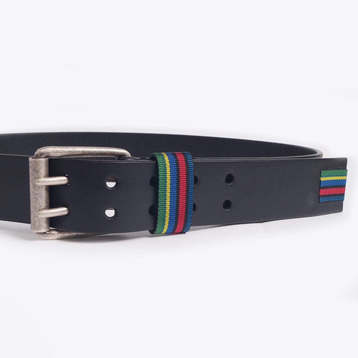 Leather 'Stripe' Belt - Black