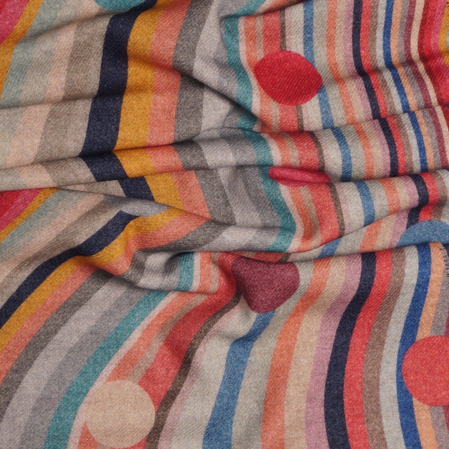 - Double-Sided Wool Polka Dot 'Swirl' Scarf - Multi