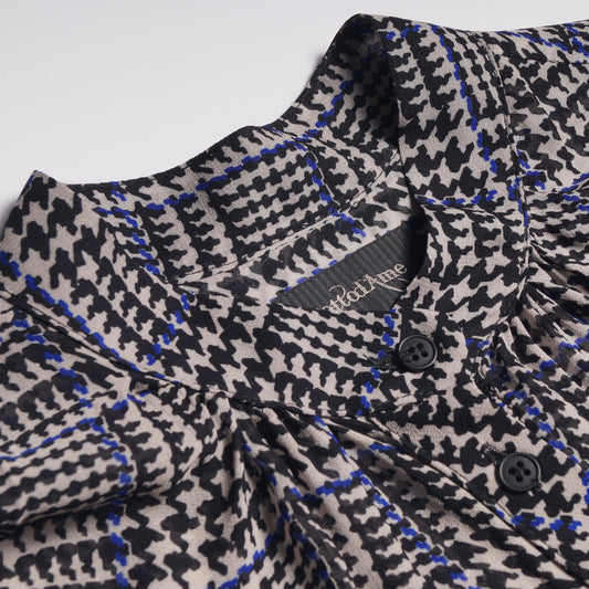 - Oversized Tartan Maxi Dress - Blue/Navy