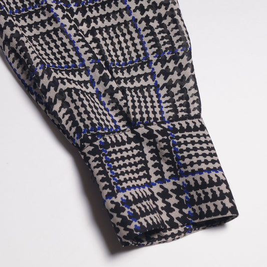 - Oversized Tartan Maxi Dress - Blue/Navy