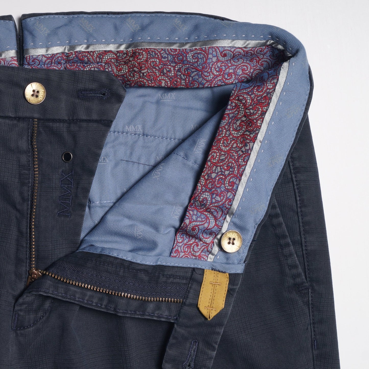 Leo - Super Slim Checked Chinos - Navy