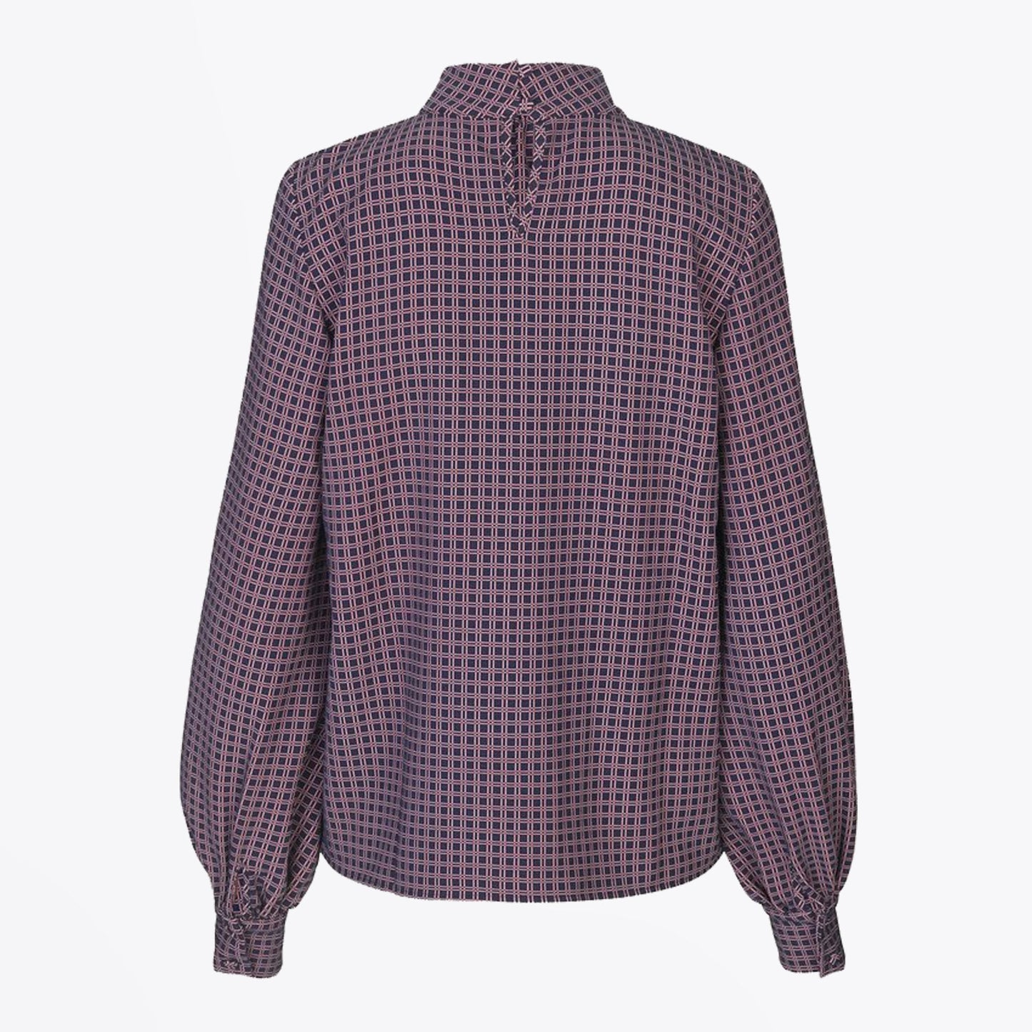 Eddy Grid Print Top - Navy/Pink
