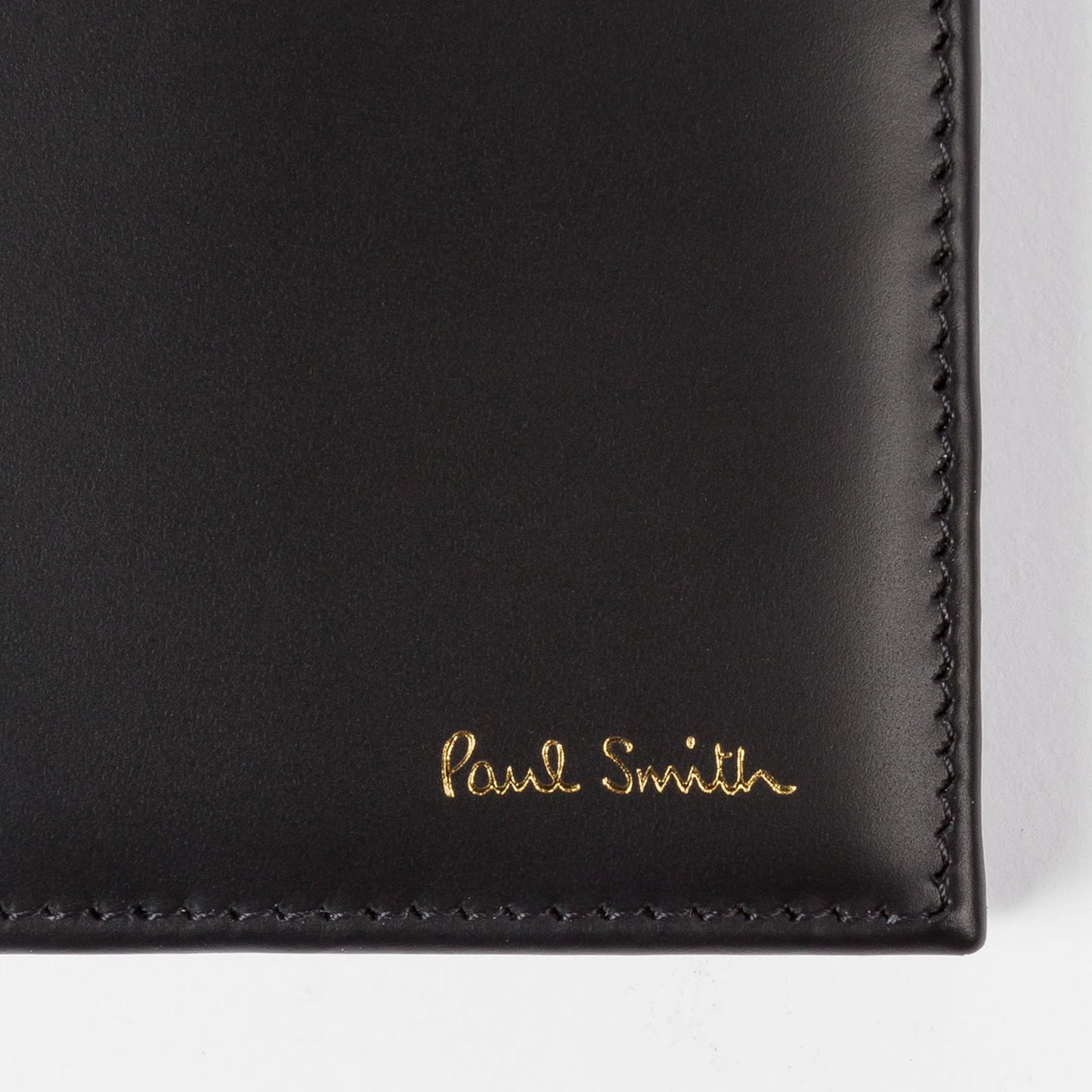 Leather Signature Stripe Interior Billfold Wallet - Black