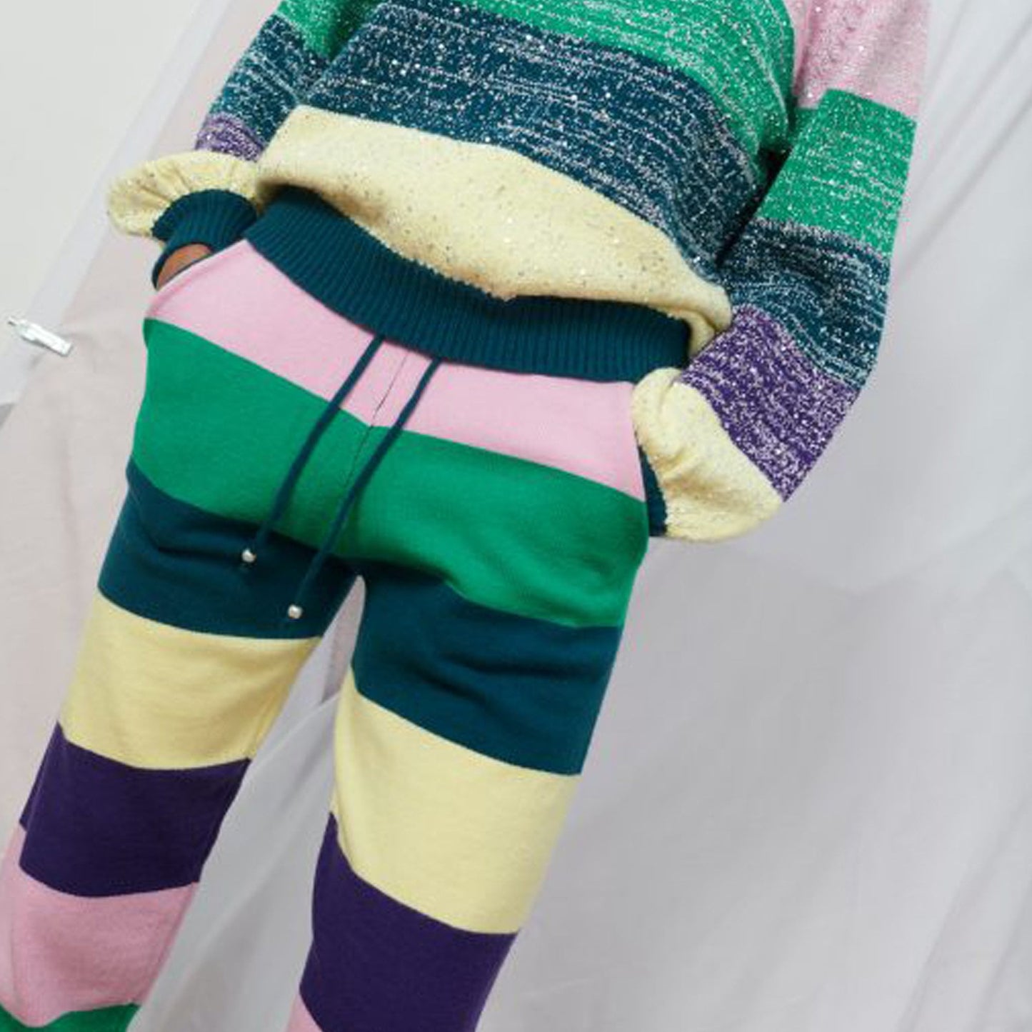 - Tilda - Stripe Knitted Joggers - Multi