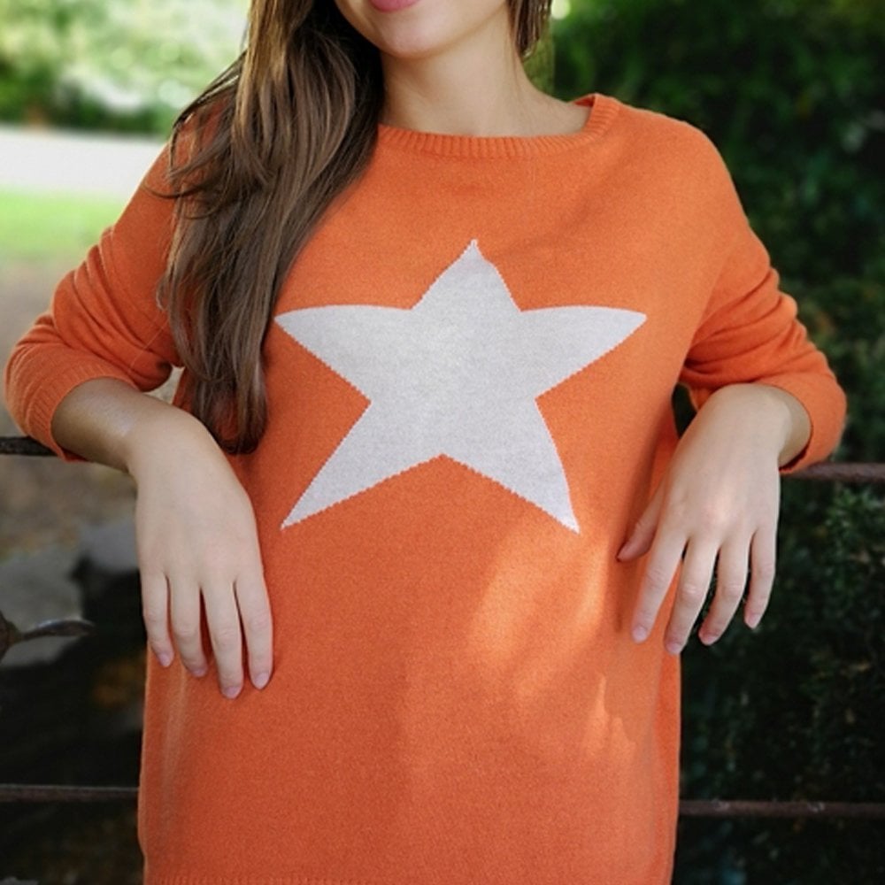 - Star Cashmere Knit - Orange/Sand