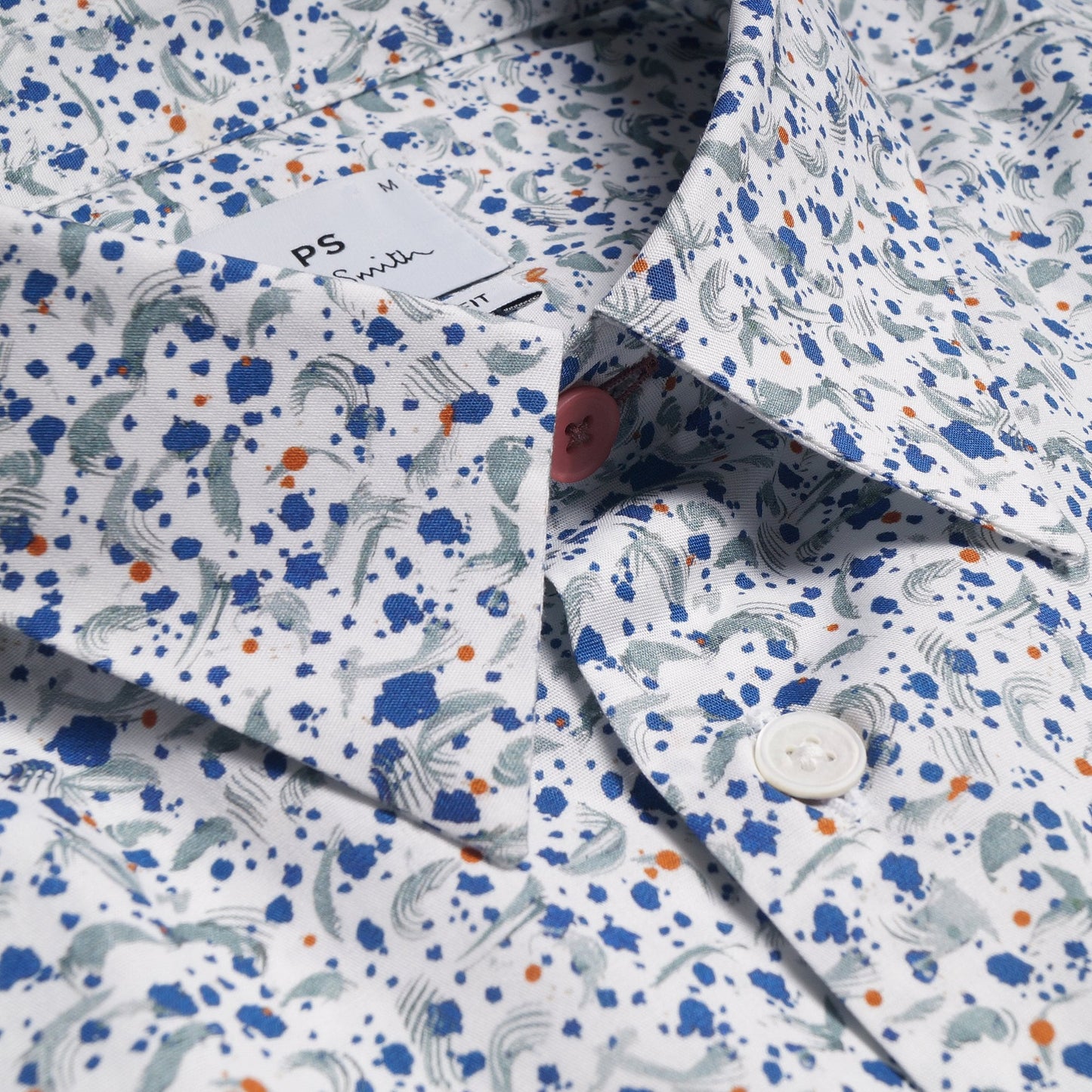 - Abstract Paint Splat Short-Sleeve Shirt - White/Multi