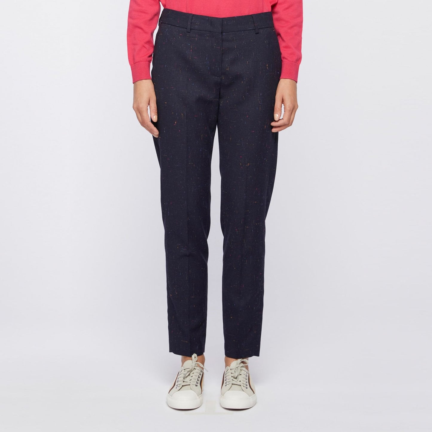 Flecked Wool-Blend Trousers - Navy