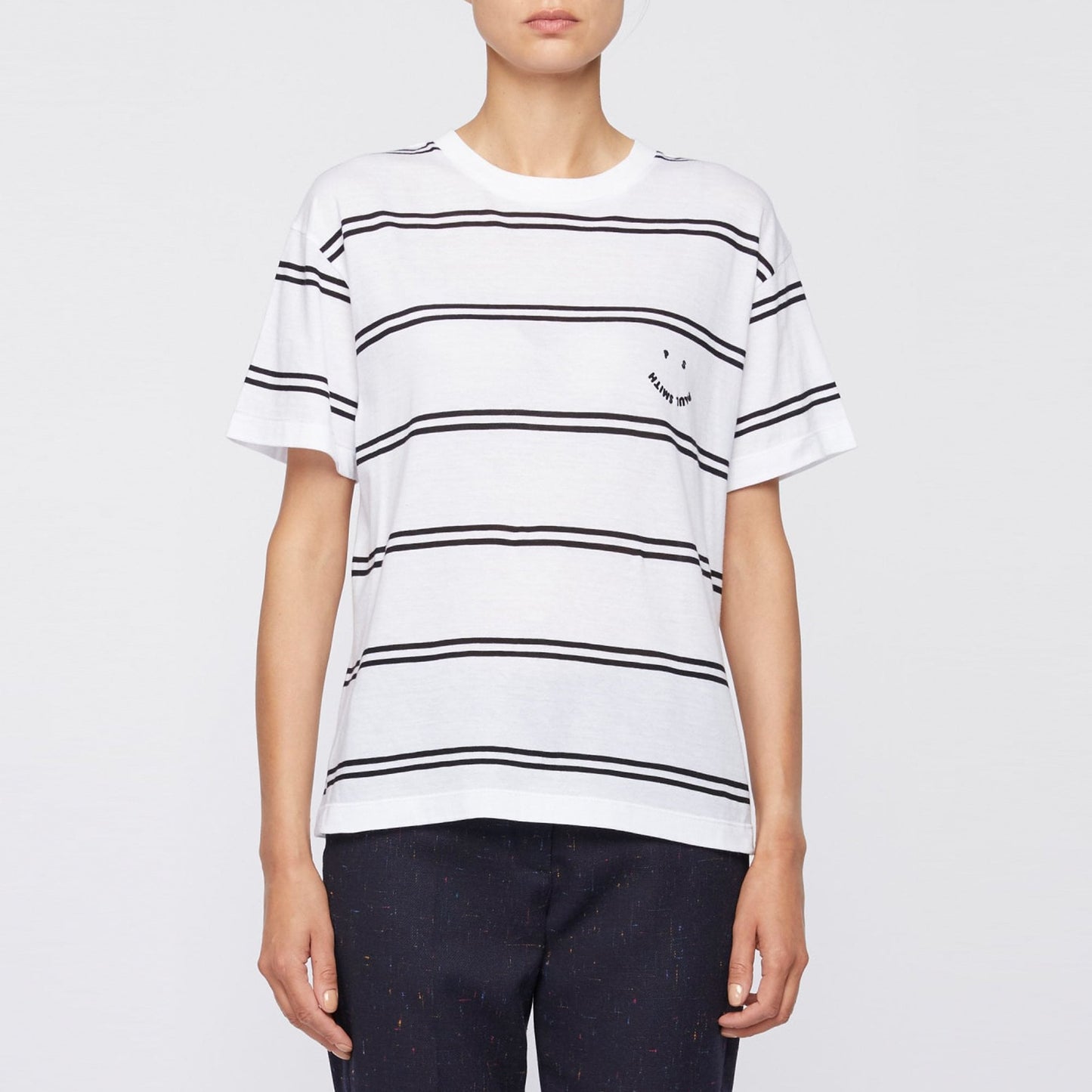 - 'Script' Stripe T-Shirt - White