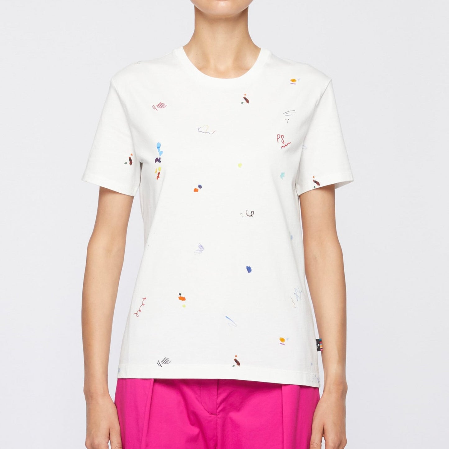 - 'Scribble' Round-Neck Tee - White