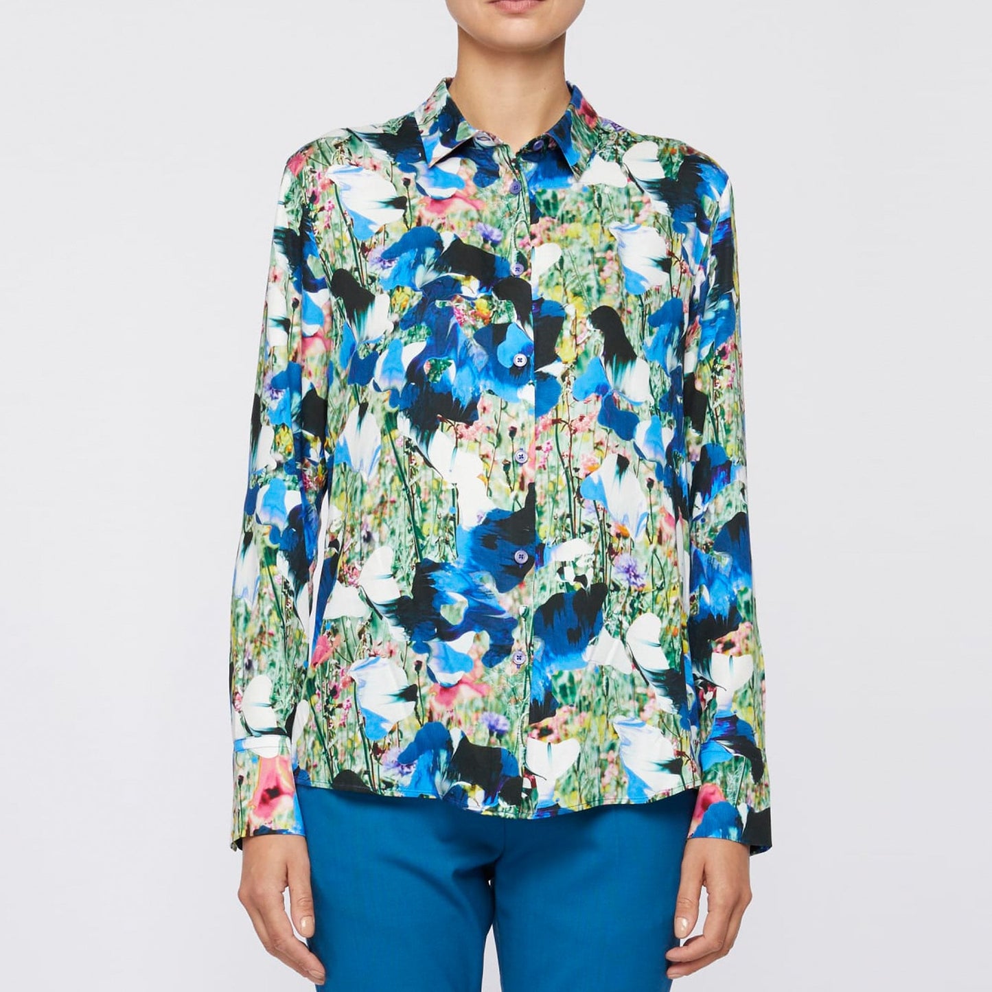 - Abstract Floral Print Shirt - Blue/Multi