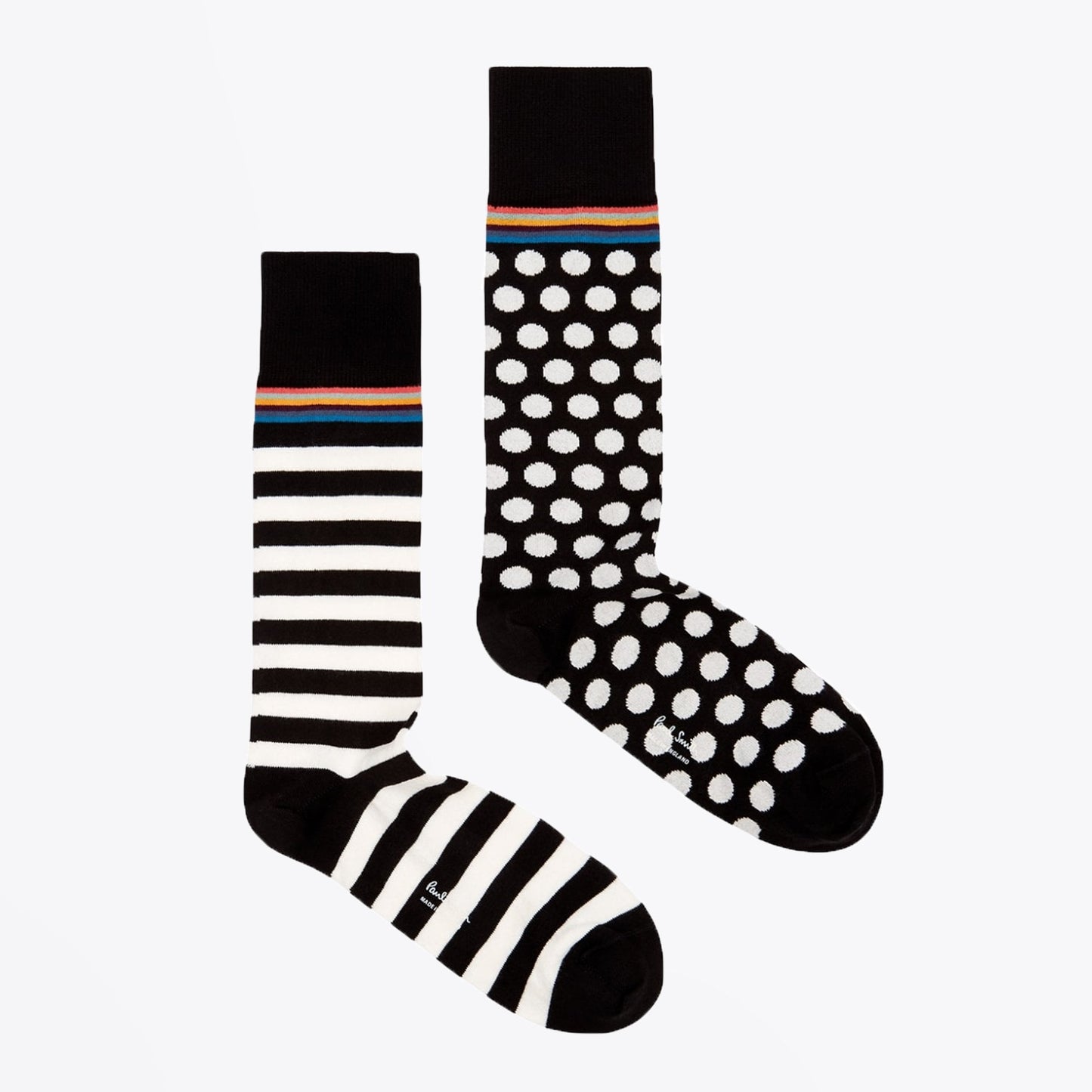 - Two Pack Stripes and Spots Socks - Black/White