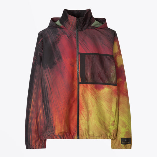 - 'Brush Stroke' Print Track Jacket - Red/Multi