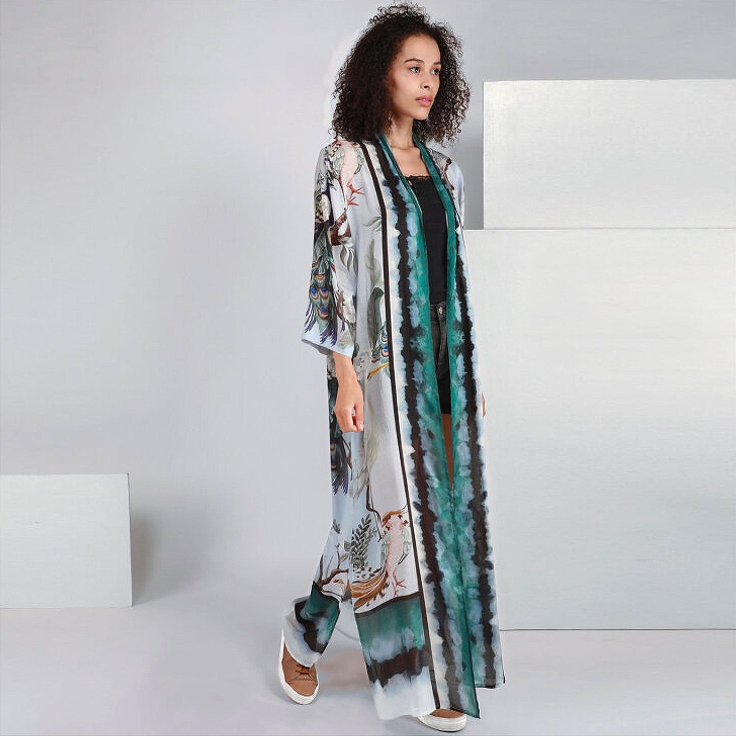 - Agines Maxi Bird Print Coverup - Blue/Multi
