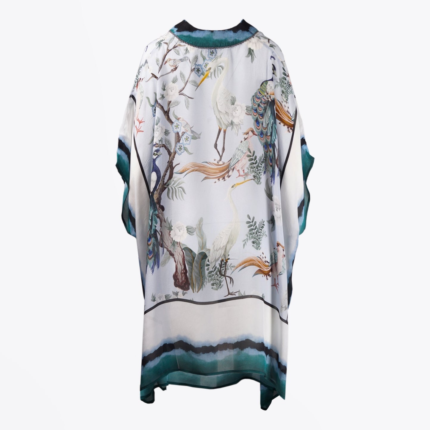 - Aliza Bird Print Poncho - Blue/Multi