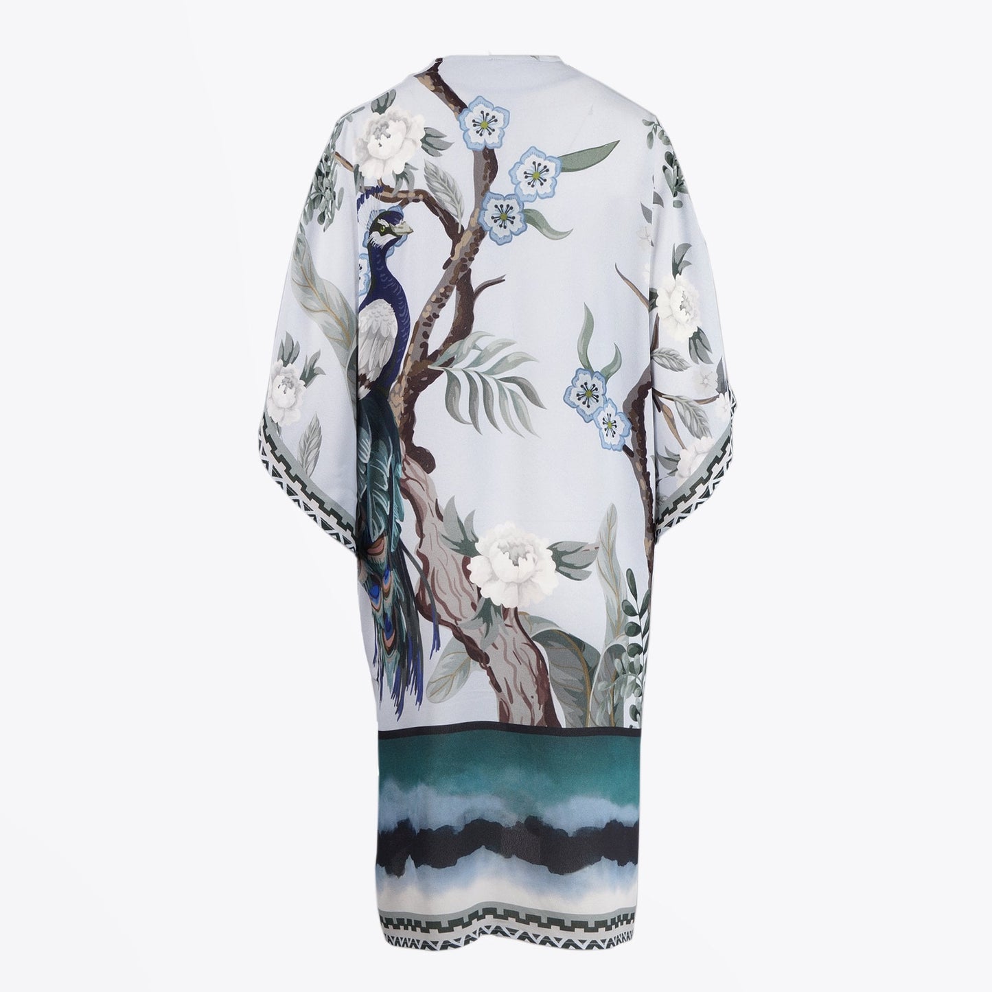 - Amireya Bird Print Kaftan - Blue/Multi
