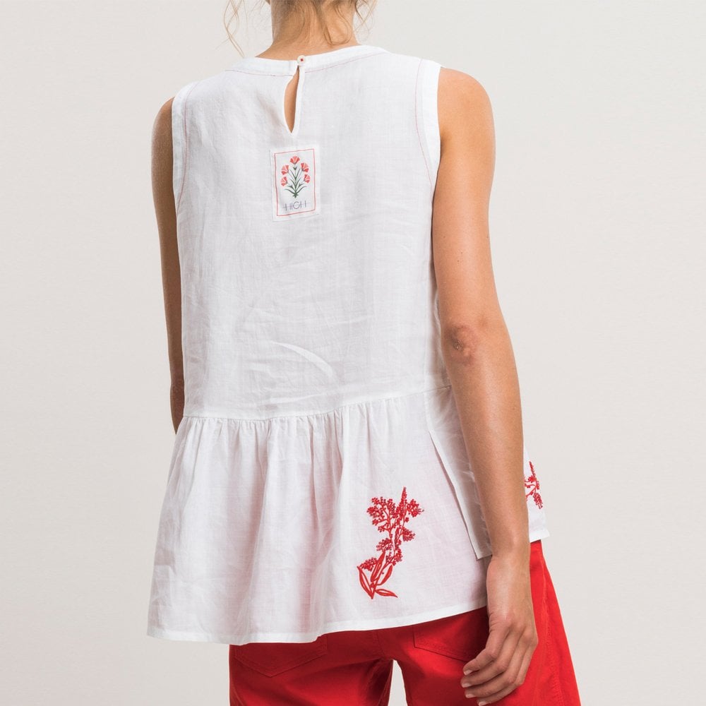 - Miracle - Red Embroidered Top - White