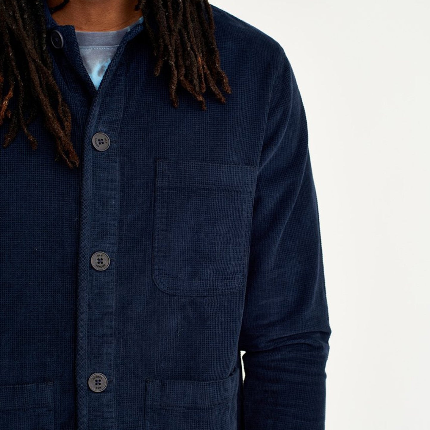 Waffle Corduroy Overshirt - Navy