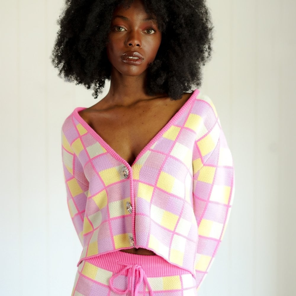 - Tally Battenberg Cardigan - Pink