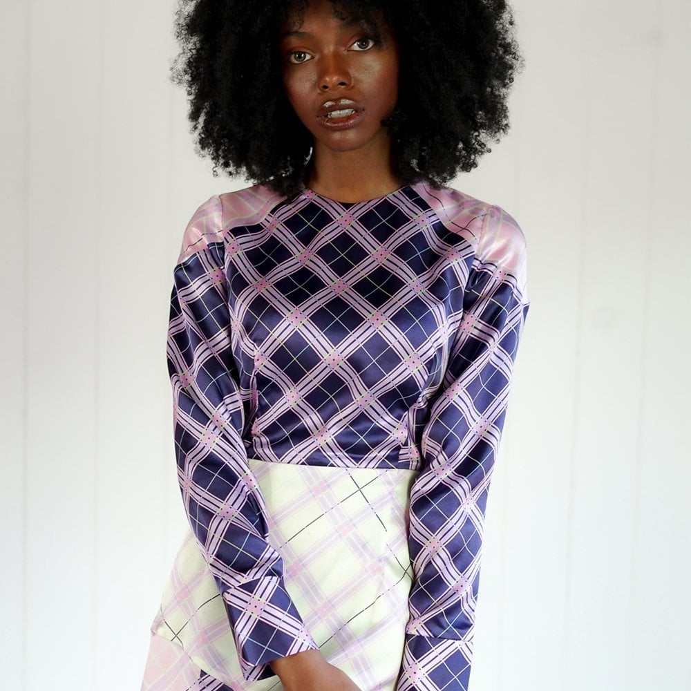 - Vivian Silk Dress - Check