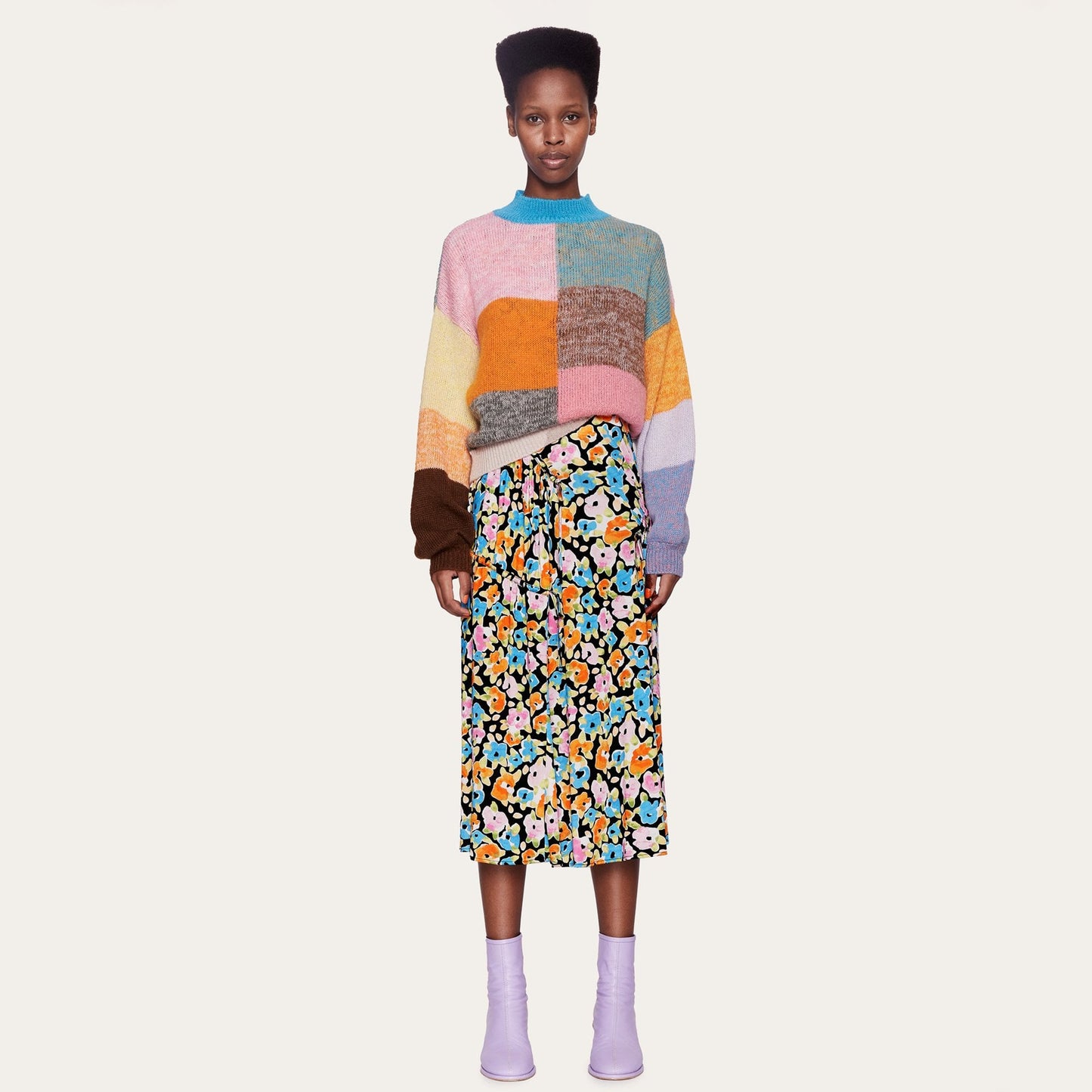 - Adonis - Colour Block Check Sweater - Multi