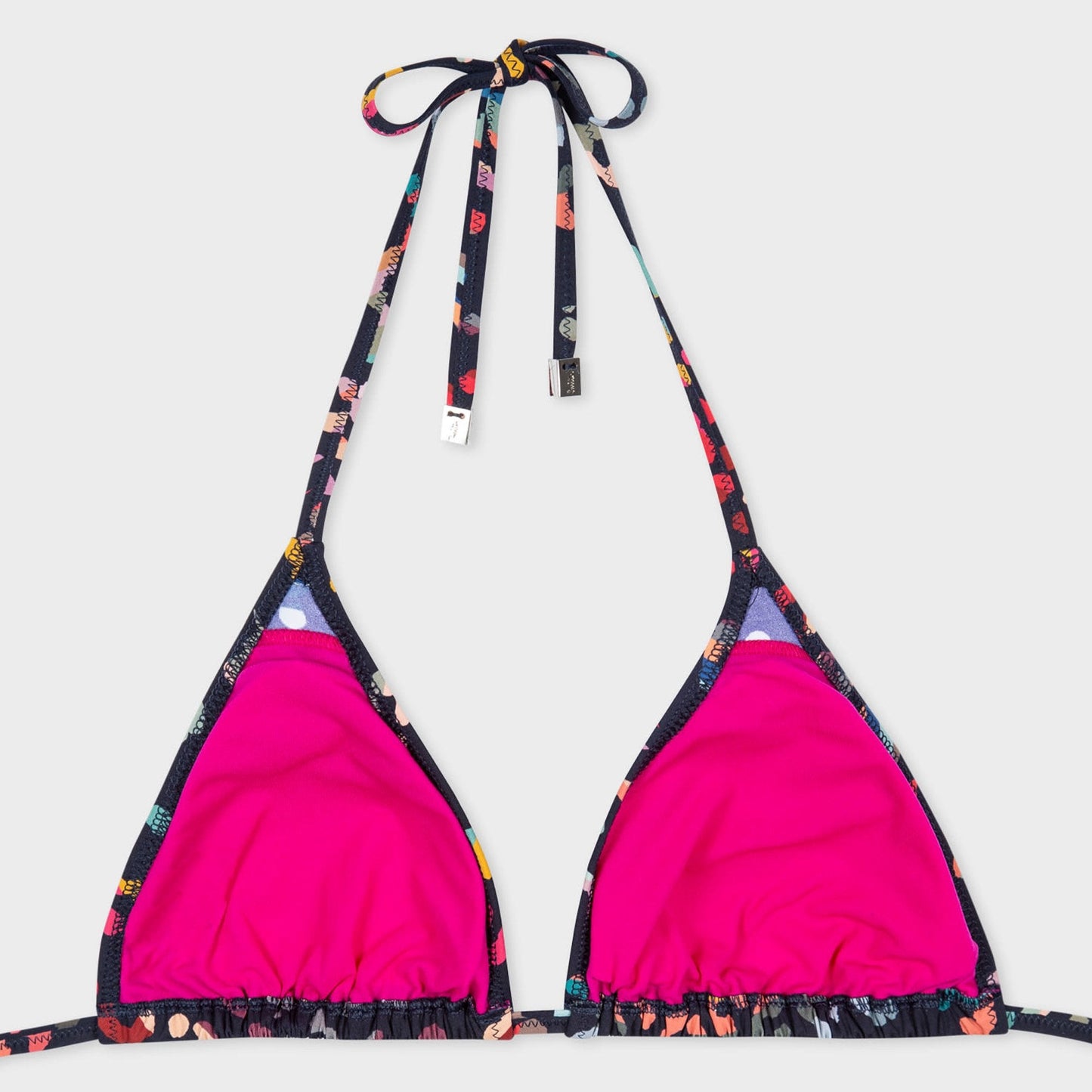 - Triangle Bikini Top with 'Swirl Leopard' Print - Navy