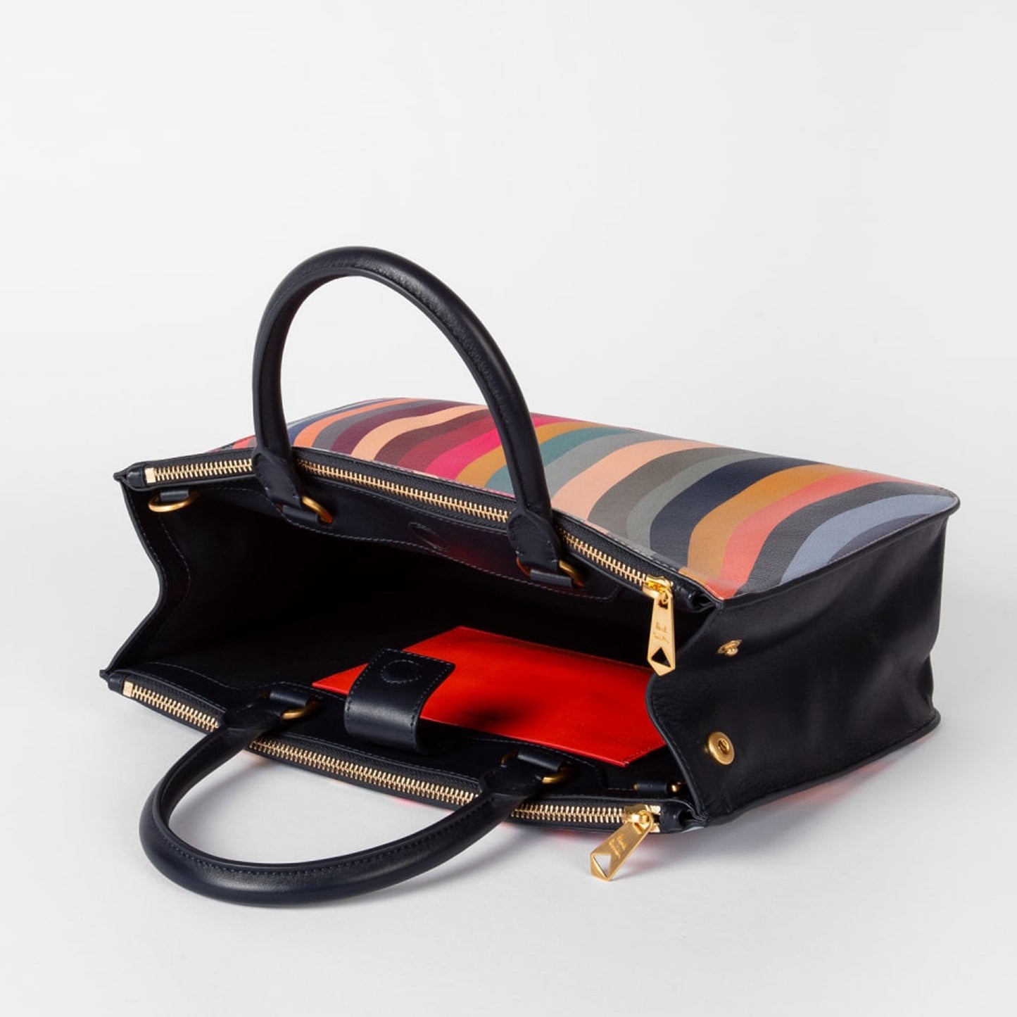 - Leather Swirl Double Zip Tote Bag - Multi