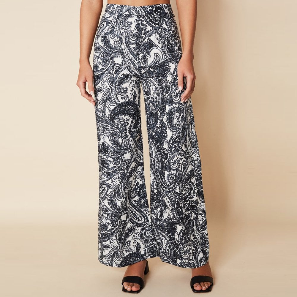- Sibyl Pants - Faye Paisley Print Charcoal