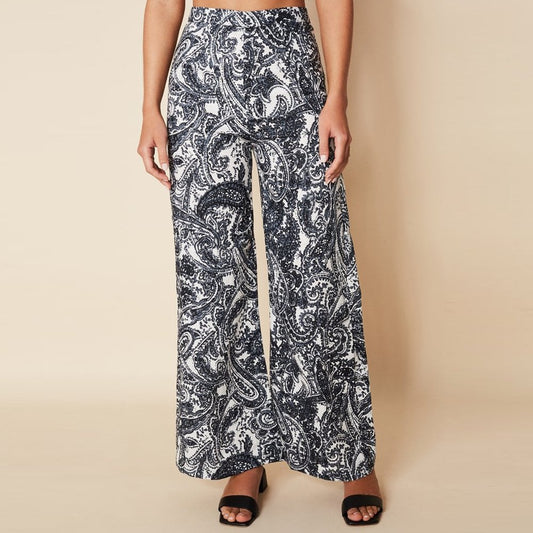 - Sibyl Pants - Faye Paisley Print Charcoal