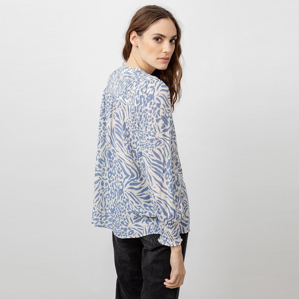 - Brinley Shirt - Blue Mixed Animal