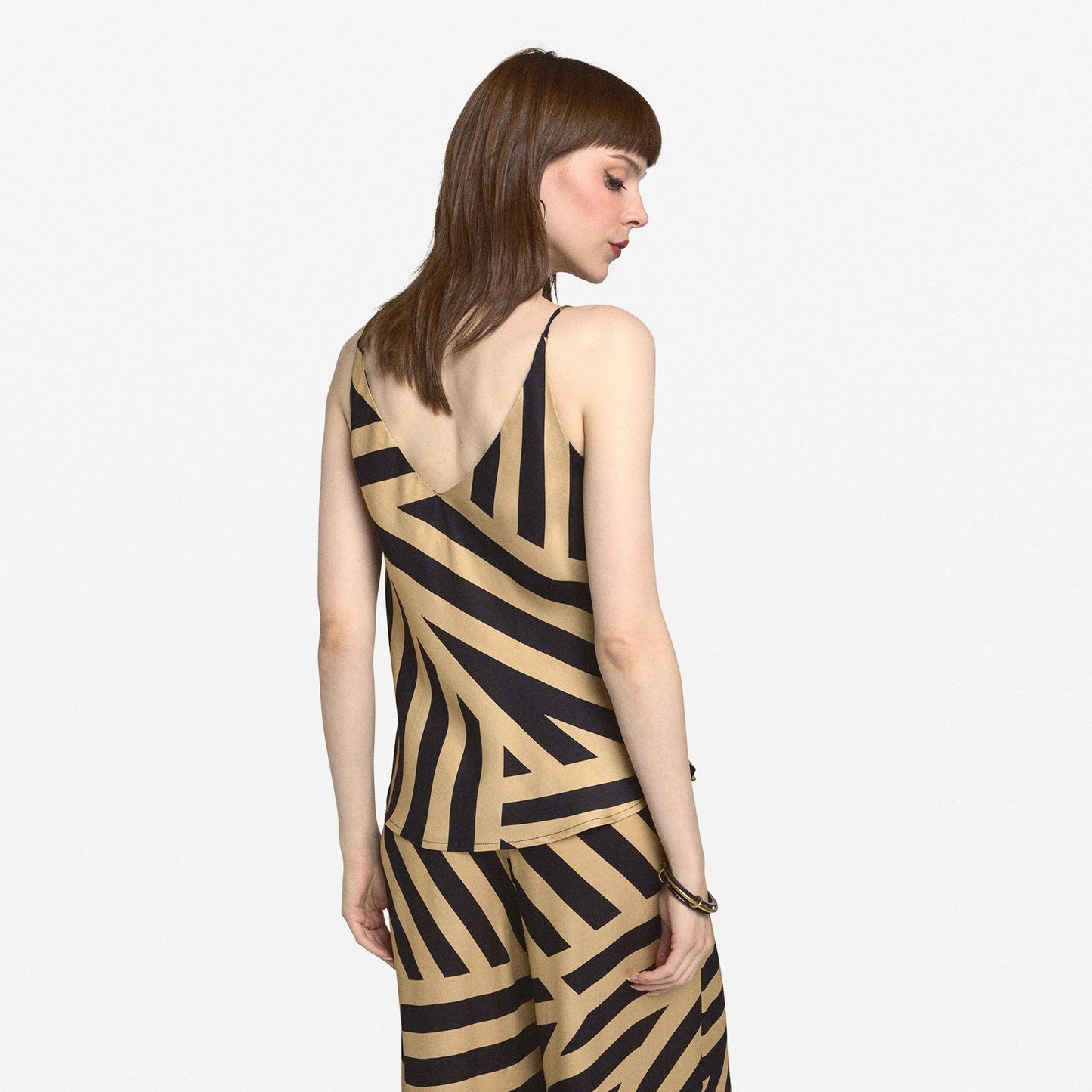 - Animal Viscose Tank Top - Caramel Black
