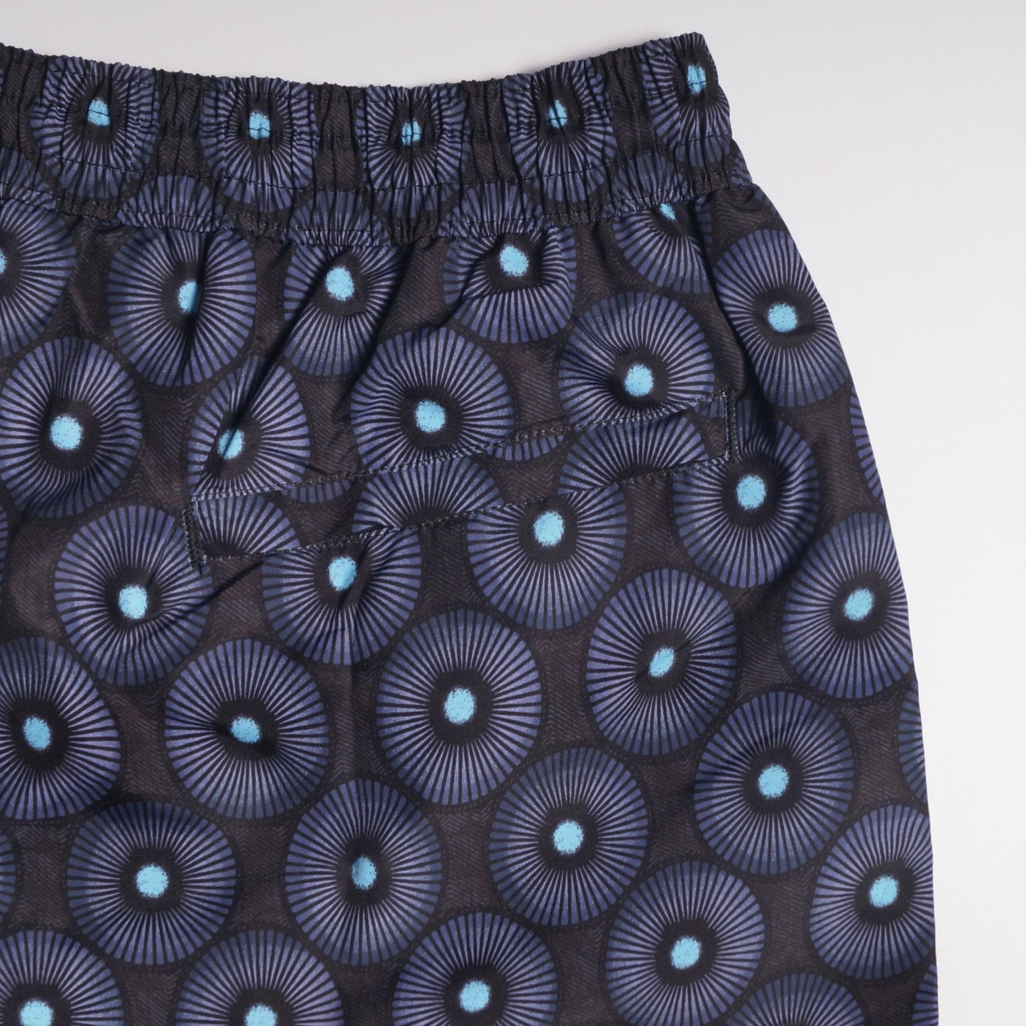 - 'Spiral Dome' Print Swim Shorts - Black/Blue