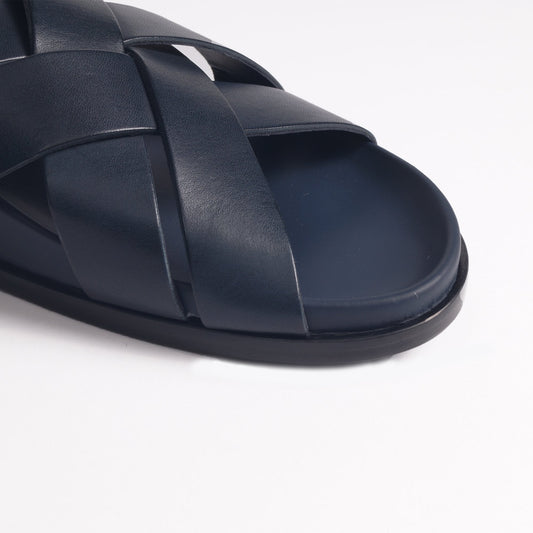 - 'Chandler' Leather Sandals - Dark Navy