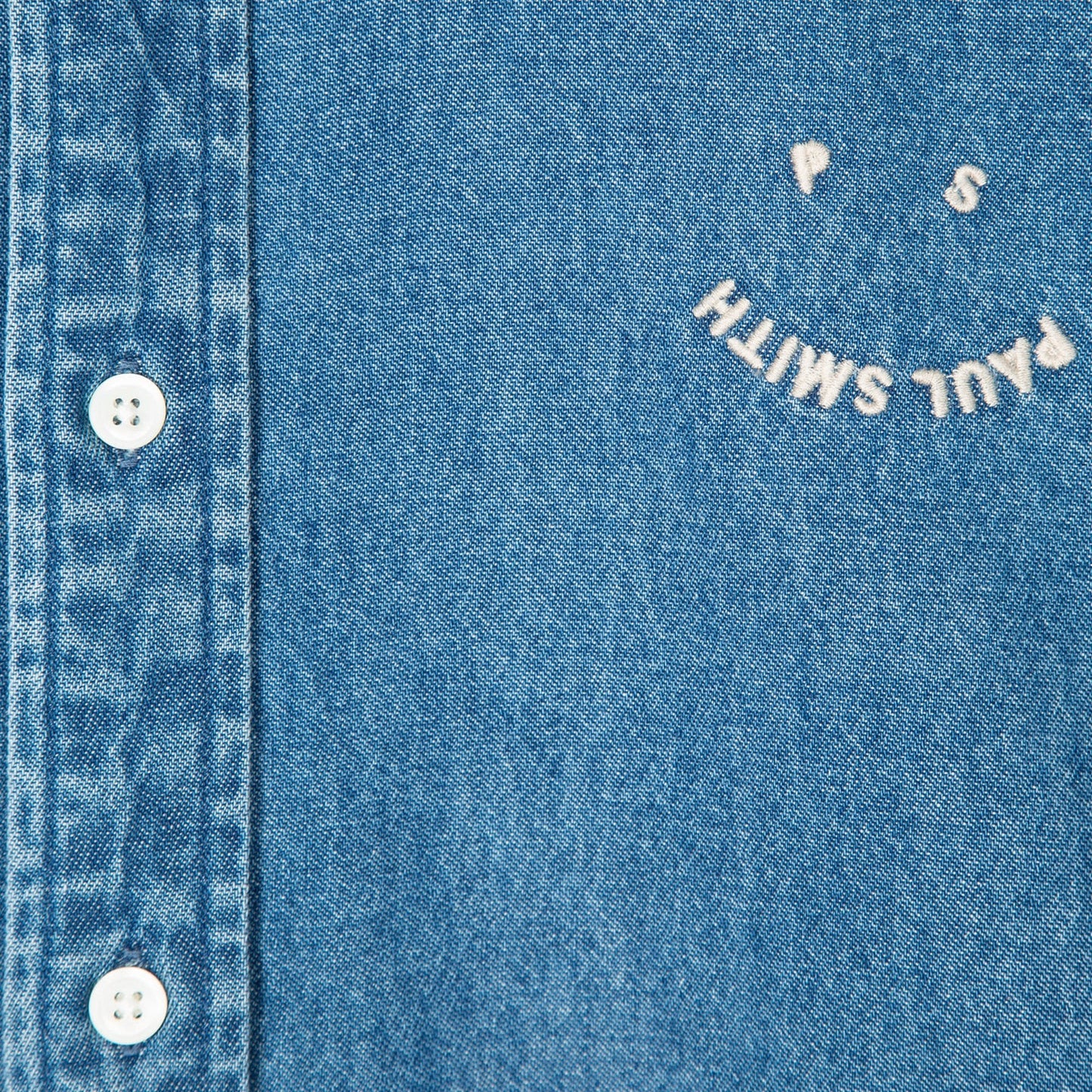 - Tailored-Fit Denim 'Happy' Shirt - Blue