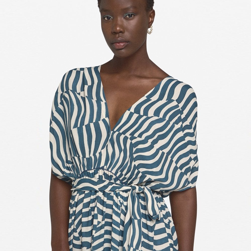 - Animal Print Midi Dress - Dolphin