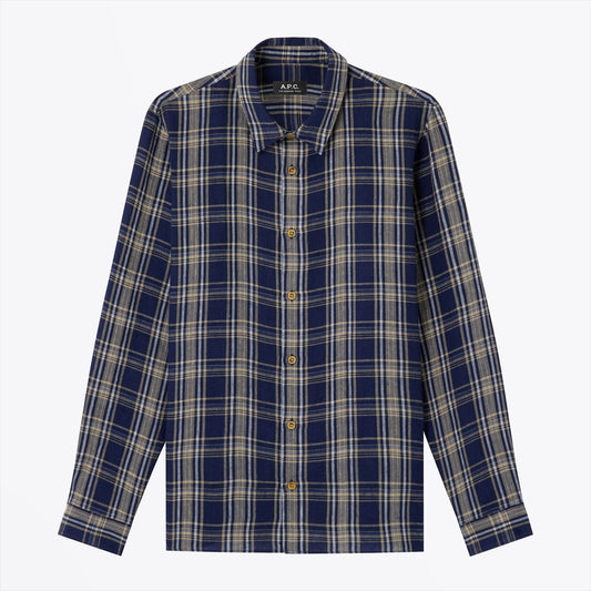 - Vincent - Checked Shirt - Dark Navy