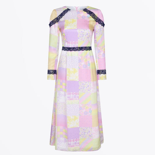 - Quinn Light Patchwork Silk Dress