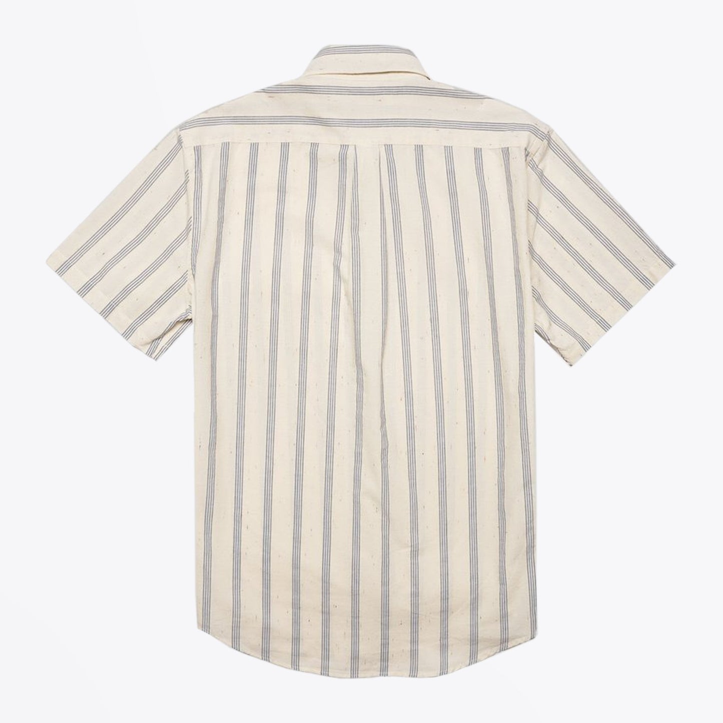 - Blue Striped Short-Sleeve Shirt - Off-White