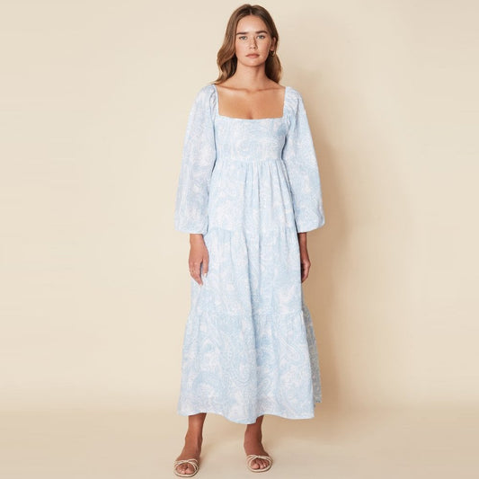 - Alison Midi Dress - Paisley Powder Blue